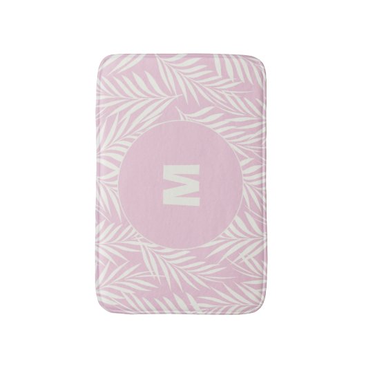 Pink Elegant Palm Leaves Personalized Badematte (Vorderseite Vertikal)