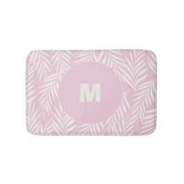 Pink Elegant Palm Leaves Personalized Badematte
