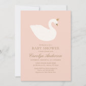 Pink Elegant Swan Baby Shower Einladung (Vorderseite)