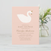 Pink Elegant Swan Baby Shower Einladung (Stehend Vorderseite)