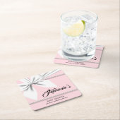 Pink Elegant Tiffany Pearls Bougie Baby Dusche Rechteckiger Pappuntersetzer (Vor Ort)