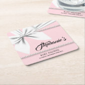 Pink Elegant Tiffany Pearls Bougie Baby Dusche Rechteckiger Pappuntersetzer (angewinkelt)