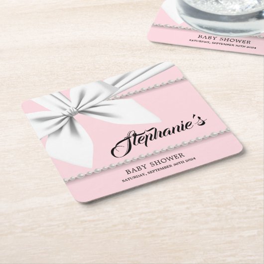 Pink Elegant Tiffany Pearls Bougie Baby Dusche Rechteckiger Pappuntersetzer (angewinkelt)