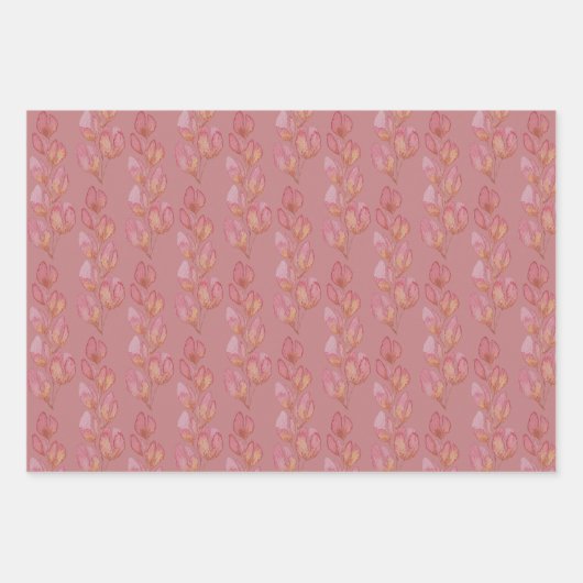 Pink Elegant Watercolor Flamingos Illustration Geschenkpapier Set (Vorderseite 3)