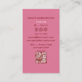 Pink | Elegante Standard QR Code Business Card Visitenkarte (Rückseite)