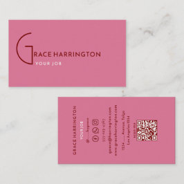 Pink | Elegante Standard QR Code Business Card Visitenkarte