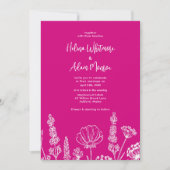 Pink | Elegante Wildblumen Wekdding Einladung (Vorderseite)