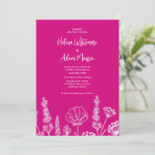 Pink | Elegante Wildblumen Wekdding Einladung (Stehend Vorderseite)