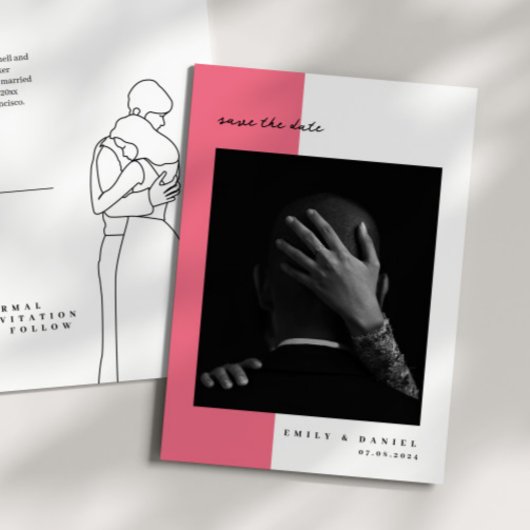 PINK Elegantes Foto Save the Date Einladung