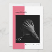 PINK Elegantes Foto Save the Date Einladung (Vorderseite)