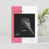 PINK Elegantes Foto Save the Date Einladung (Stehend Vorderseite)