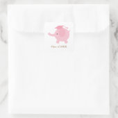 Pink Elephant Abschluss Quadratischer Aufkleber (Tasche)