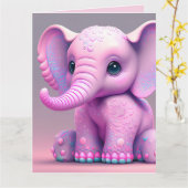 PINK ELEPHANT ART HAPPY BIRTHDAY Grußkarte Karte (Gelbe Blume)