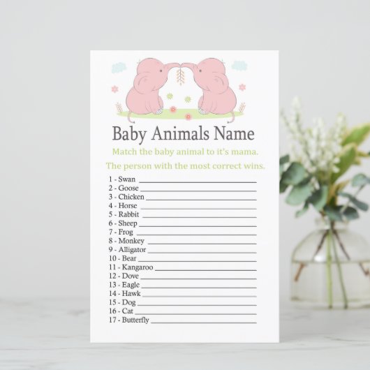 Pink Elephant Baby Animes Name Game (Stehend Vorderseite)