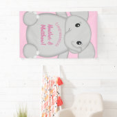 Pink Elephant Baby Dusche Banner (Insitu)
