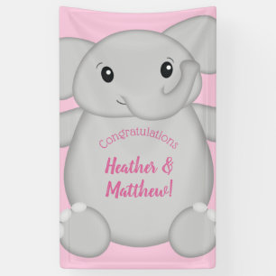 Pink Elephant Baby Dusche Banner