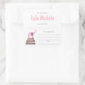 Pink Elephant Baby Dusche Buchzeichen MIRL Quadratischer Aufkleber (Tasche)