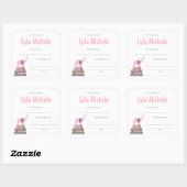 Pink Elephant Baby Dusche Buchzeichen MIRL Quadratischer Aufkleber (Blatt)