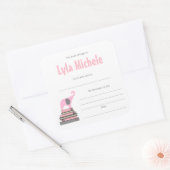 Pink Elephant Baby Dusche Buchzeichen MIRL Quadratischer Aufkleber (Umschlag)