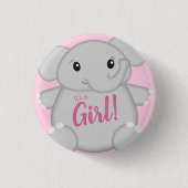 Pink Elephant Baby Dusche Button (Vorderseite)