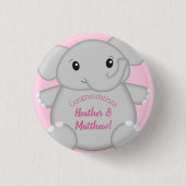 Pink Elephant Baby Dusche Button (Vorderseite)