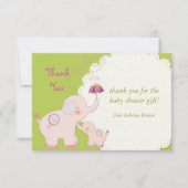 Pink Elephant Baby Dusche Danke (Vorderseite)