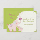 Pink Elephant Baby Dusche Danke (Vorne/Hinten)