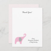 Pink Elephant Baby Dusche Danke Notizen / Mädchen (Vorne/Hinten)