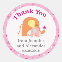 Pink Elephant Baby Dusche Danke Sticker