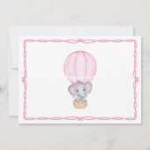 Pink Elephant Baby Dusche Dankeskarte (Rückseite)