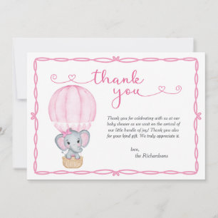 Pink Elephant Baby Dusche Dankeskarte