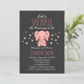 Pink Elephant Baby Dusche Einladung (Stehend Vorderseite)