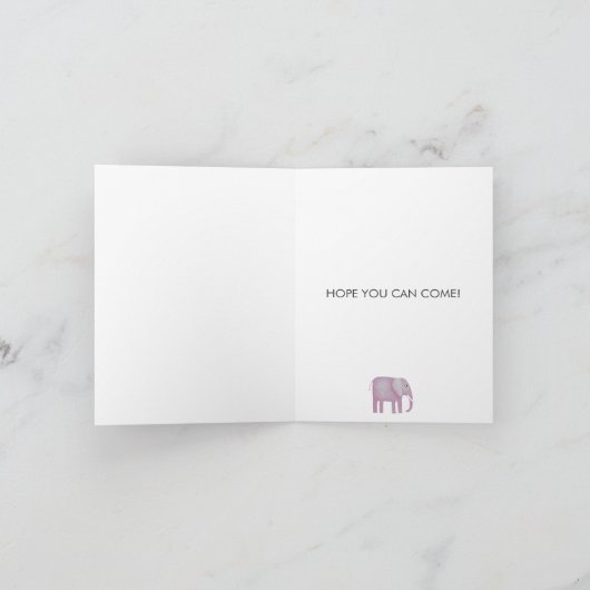 Pink Elephant Baby Dusche Einladung (Innenseite)