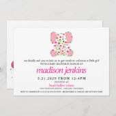 Pink Elephant Baby Dusche Einladung (Vorne/Hinten)