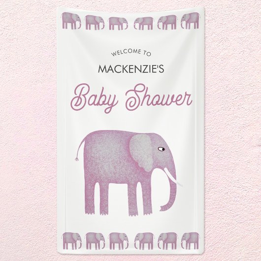 Pink Elephant Baby Dusche Empfang Banner