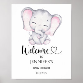 Pink Elephant Baby Dusche Empfang Poster