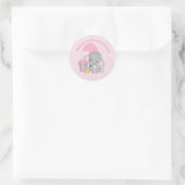 PINK Elephant Baby Dusche Gefallen Tag Runder Aufkleber (Tasche)