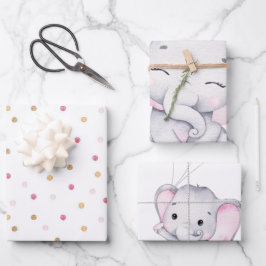 Pink Elephant Baby Dusche Geschenkpapier Set