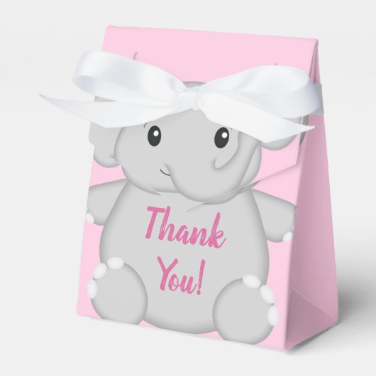 Pink Elephant Baby Dusche Geschenkschachtel (Vorderseite)