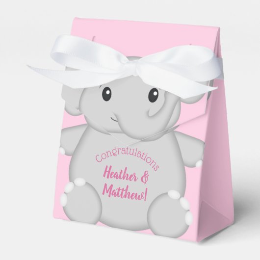 Pink Elephant Baby Dusche Geschenkschachtel (Vorderseite)