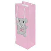 Pink Elephant Baby Dusche Geschenktüte Für Weinflaschen (Rückseite Schrägansicht)