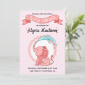 Pink Elephant Baby Dusche Karte (Stehend Vorderseite)