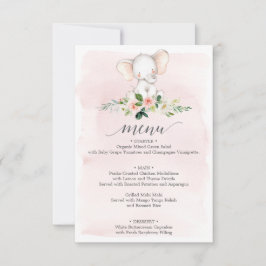 Pink Elephant Baby Dusche Menü Einladung