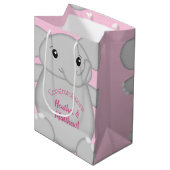 Pink Elephant Baby Dusche Mittlere Geschenktüte (Vorderseite Schrägansicht)