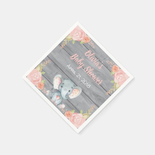 Pink Elephant Baby Dusche Napkins Serviette (Ecke)
