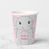 Pink Elephant Baby Dusche Pappbecher (Rückseite)
