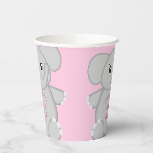 Pink Elephant Baby Dusche Pappbecher (Links)
