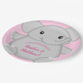 Pink Elephant Baby Dusche Pappteller (Schrägansicht)