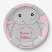Pink Elephant Baby Dusche Pappteller (Vorderseite)