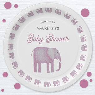 Pink Elephant Baby Dusche Pappteller